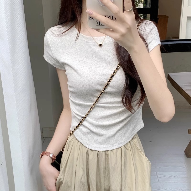 Official photo 92 cotton/8 spandex 40 210g pure cotton American hottie waist T-shirt short sleeves