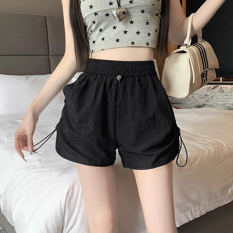 辣妹休閒速干短褲女小個子2025年夏季褶皺寬鬆顯瘦百搭工裝直筒褲