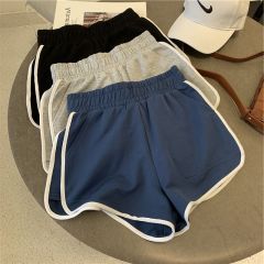 Classic side stripe sports shorts for women with A-line white edge, slimming and loose summer pants
