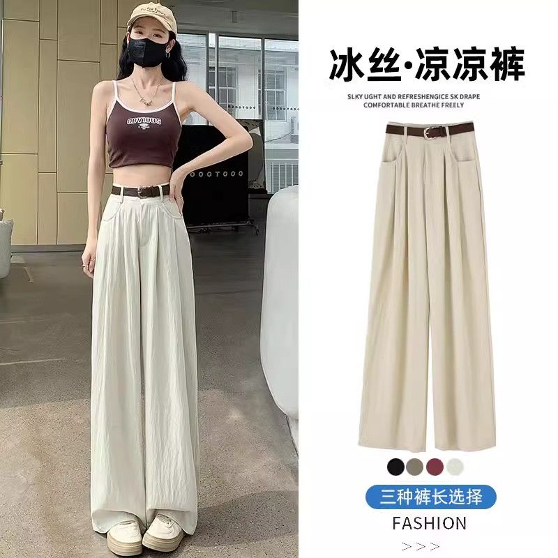 Wrapped three-dimensional waist folded ice silk cotton linen wide-leg pants for women's summer suit pants Japanese lazy style Yamamoto pants