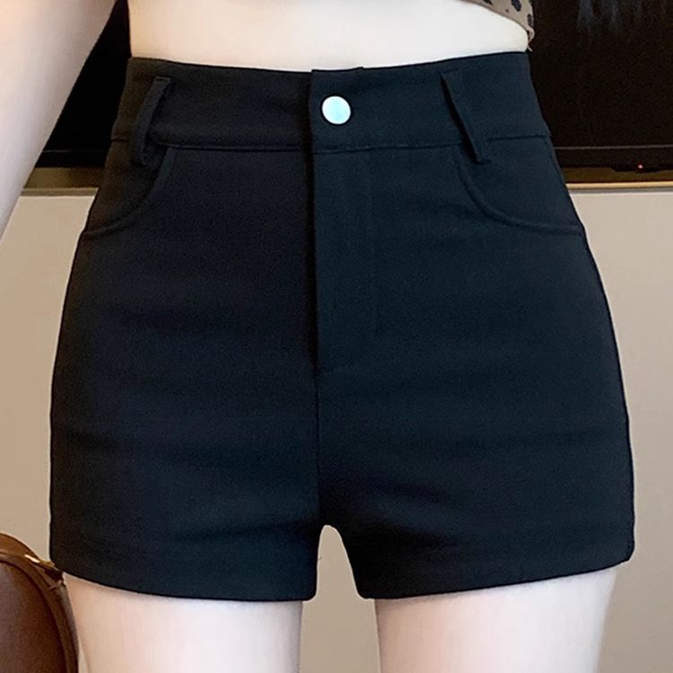 時尚超火韓版辣妹高腰黑色a字短褲女夏季顯瘦打底涼感女士熱褲子