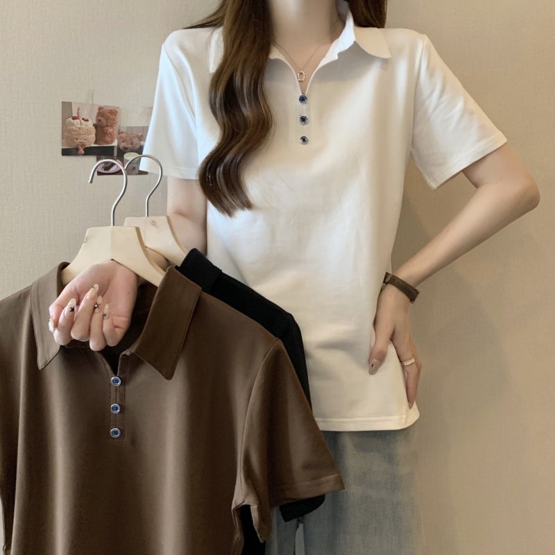 實拍 32支雙紗 純棉230g100%棉 夏裝polo領短袖T恤女