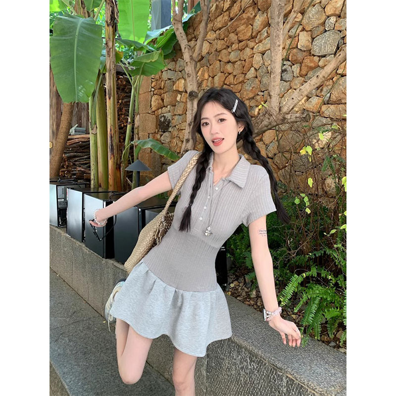 American campus style POLO airspace splicing tennis skirt dress for women