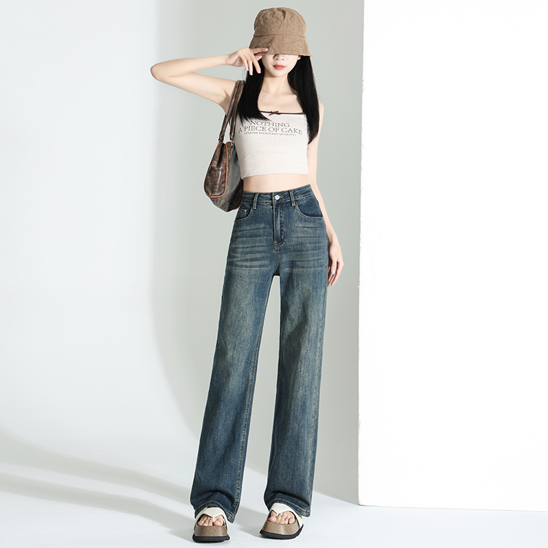 Exclusive for small people ~ Super soft yarn drooping and fashionable!  Women's wide-leg jeans loose draped versatile floor pants