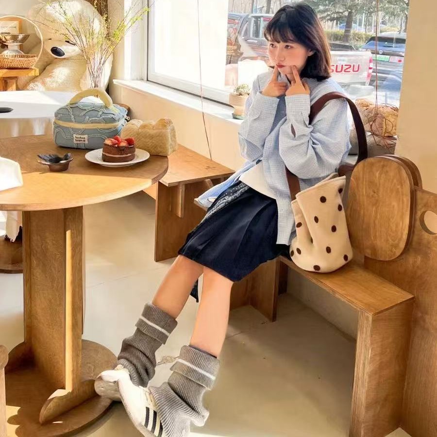 原版面料臘腸狗刺繡格子襯衫女2025春秋寬鬆百搭小眾疊穿上衣外套