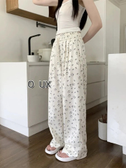 冰絲闊腿褲女夏季薄款高腰休閒運動褲寬鬆休閒小個子直筒褲子