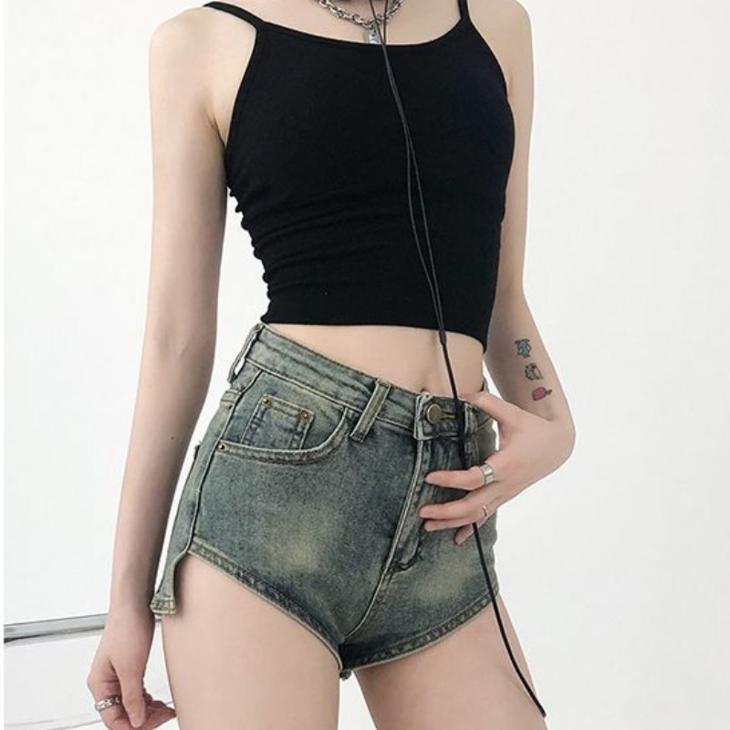 American retro denim shorts for women in spring and summer new hot girl sexy hip tight casual denim hot pants