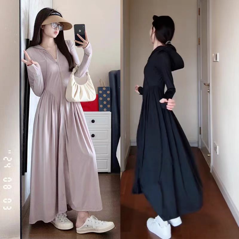 Sunscreen long sunscreen skirt women's whole body summer small jacket waist-hugging cardigan dress