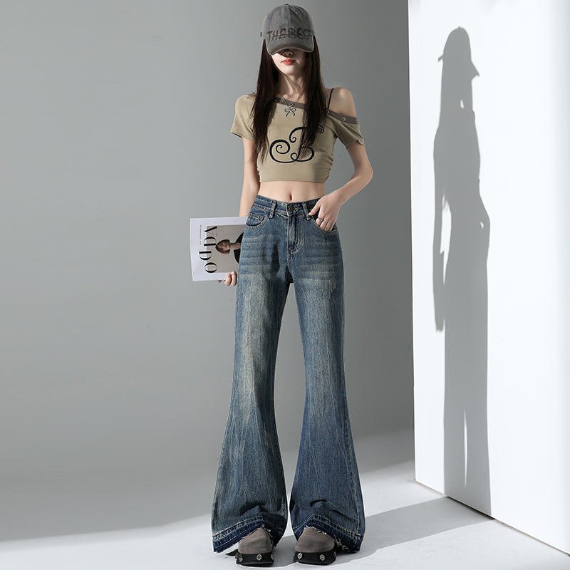 Unique burr design, wear with a personality attitude!  Women's horseshoe pants loose slimming pants
