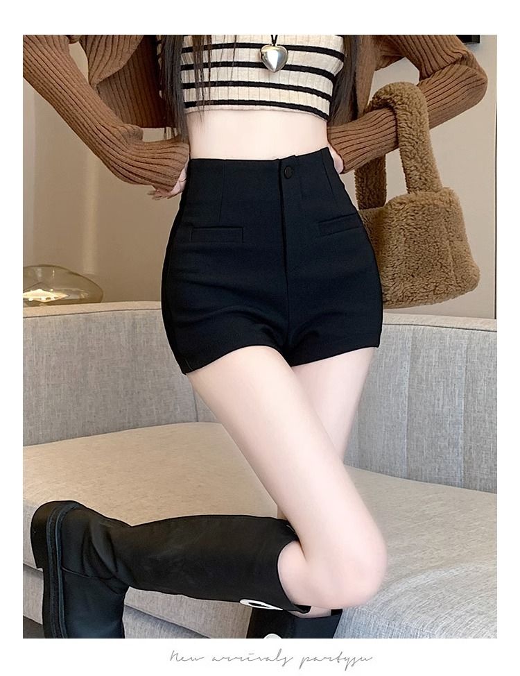 黑色西裝短褲女春季新款外穿高腰顯瘦彈力休閒高彈熱褲超短打底褲