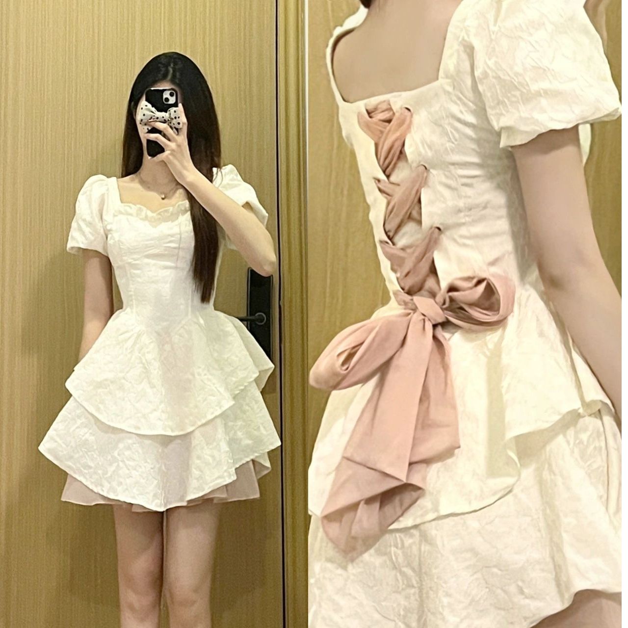 French bow dress for women in summer new pure and sexy hot girl high-end small princess puffy skirt