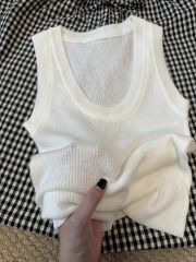 Thread U-neck thin knitted vest for women wearing 2025 summer wide shoulder straps for cover, gazpacho base top