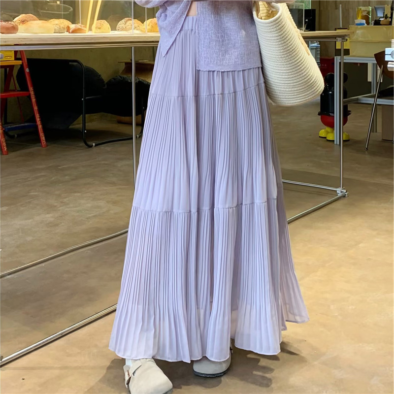 Purple mid-length skirt for women new loose drooping skirt for women not real shot