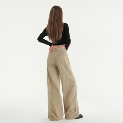 Three-dimensional tailoring ~ lazy Fengshen pants!  Khaki beige pants women's spliced ​​loose wide-leg straight trousers extended