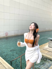 Real shot~Summer pure sexy hot girl strapless neck halter backless base coat with small breasts and beautiful back