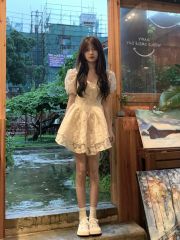 French puff sleeve escape princess style dress 2025 new women's waist-cinch slimming ballgown dress sweet and spicy summer