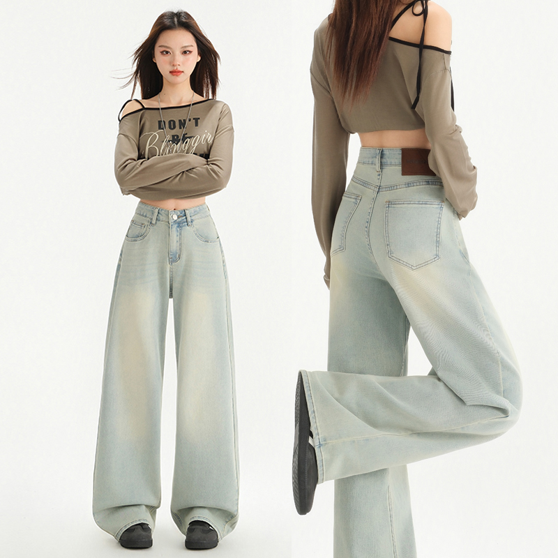 Exclusive for small people ~ nine-pointers/trousers/extended options!  Leather brand narrow version wide-leg jeans slim straight pants