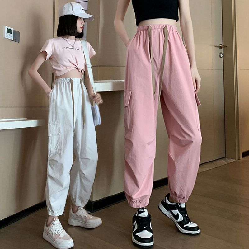 American street retro casual work pants for women 2025 summer loose slim feet quick-drying wide-leg casual trousers trendy