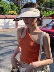 1*1莫代爾橘色小吊帶背心女夏外穿內搭美背打底斜肩辣妹無袖上衣