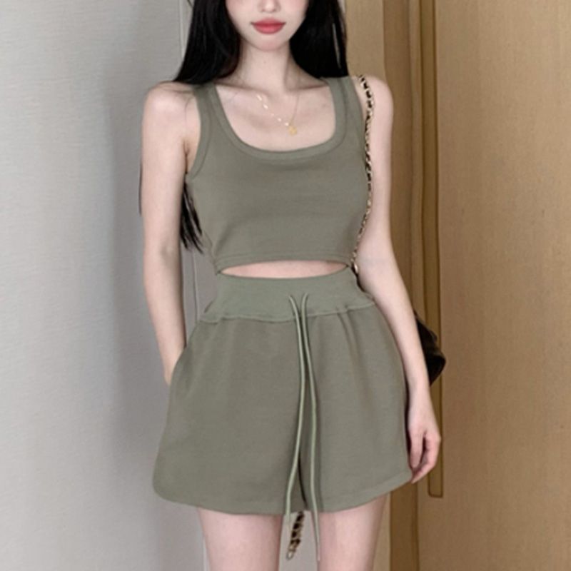 夏季新款可鹽可甜高級感套裝時尚網紅女神范兩休閒運動件套女