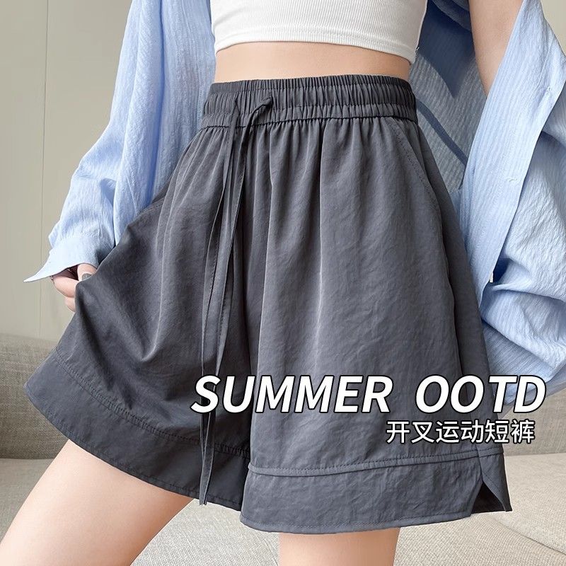 Bingsi Yamamoto shorts for women in summer thin 2025 new high-waist casual wide-leg mid-length pants outside wear sports five-point pants