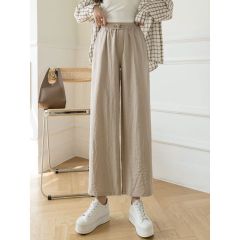 Cotton and linen pants for women for summer thin small linen casual pants loose and slim high waist draped straight wide-leg pants