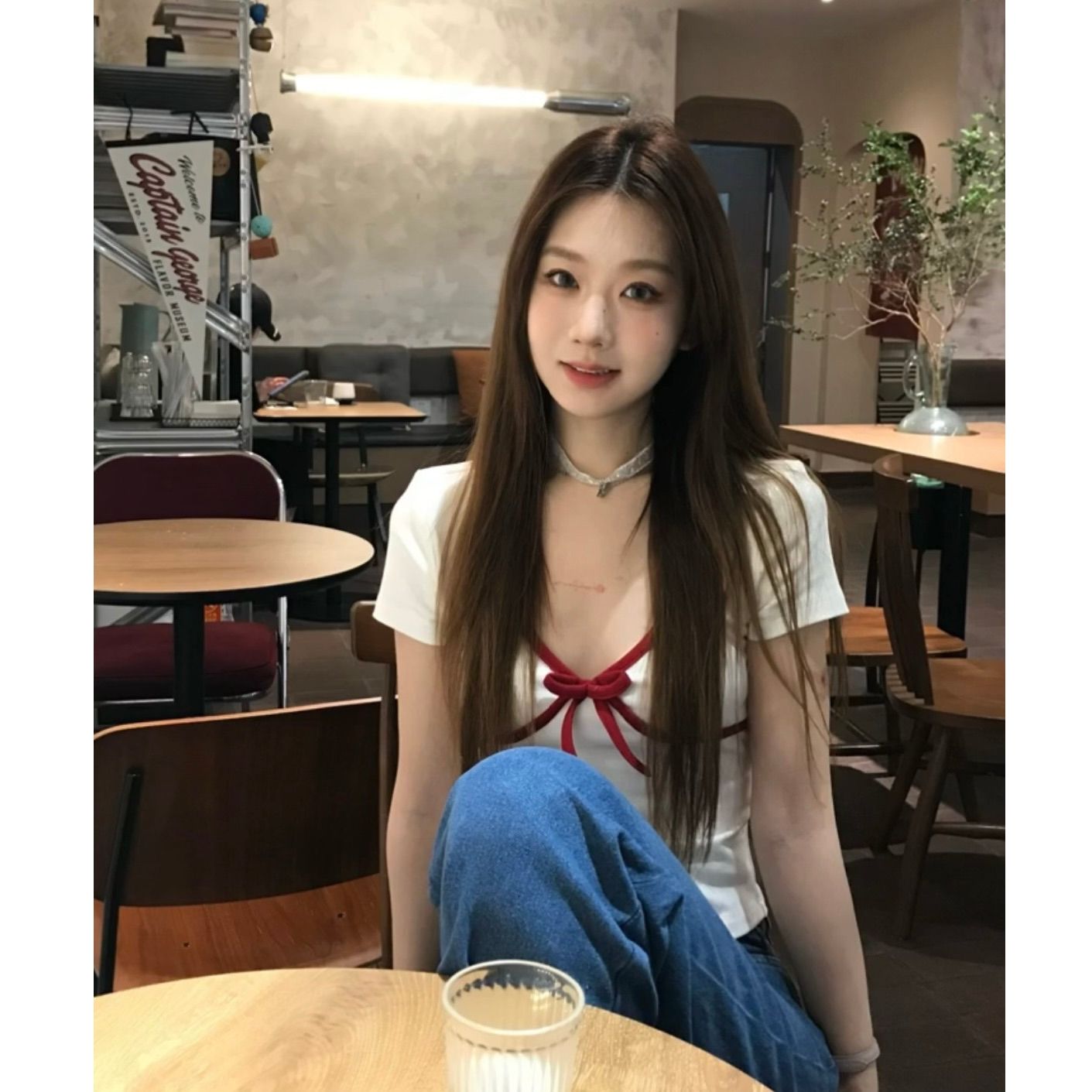 40 exquisite cotton pure v-neck short-sleeved T-shirt for women in summer, small waist-hugging and gentle hot girl short top