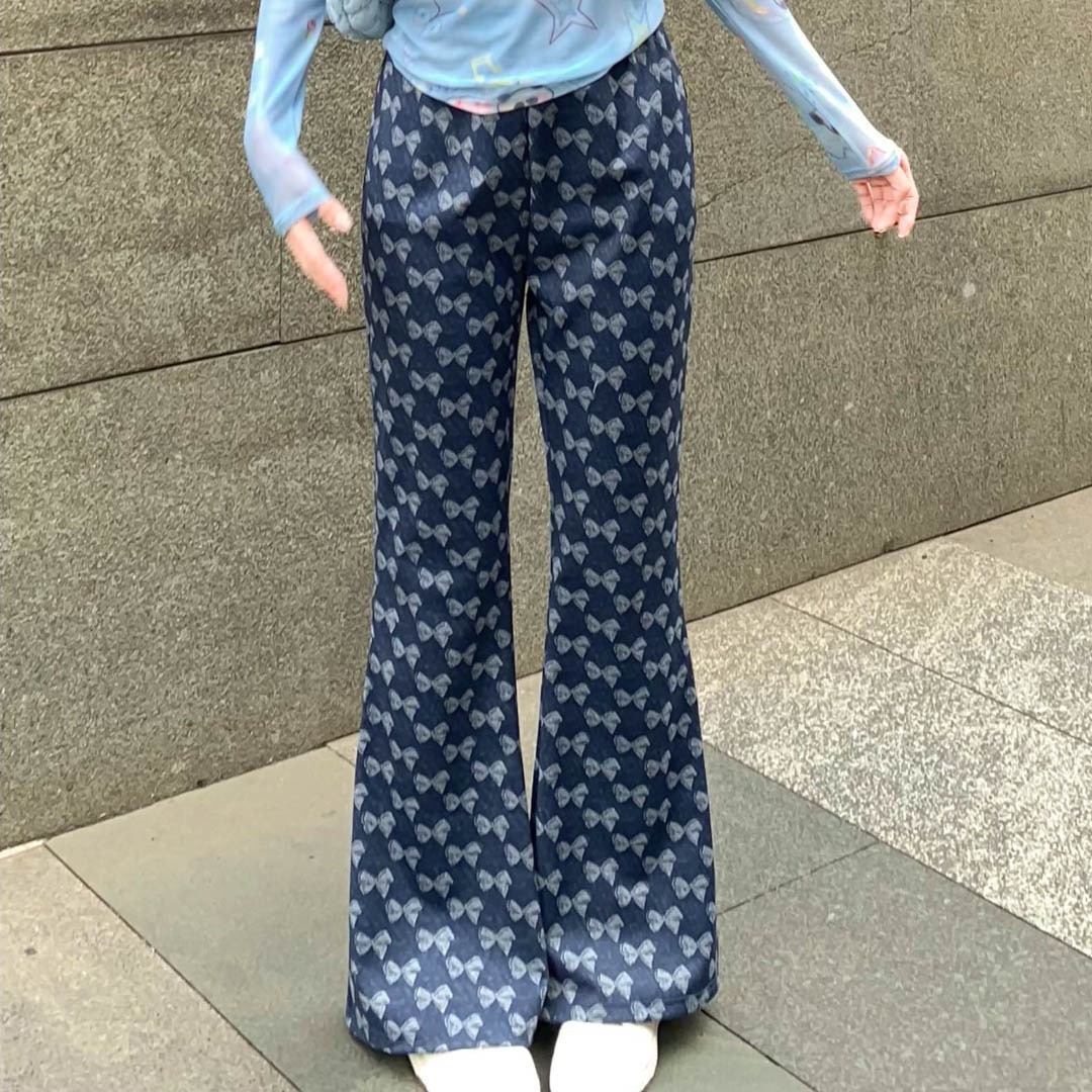 2025 Pocketed Plus-Size Women's Stylish Slimming Print Micro-Tapered Pants with Unique Personality and Waist-Cinching Design