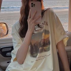 South Korea's foreign trade Korean-style new summer short-sleeved T-shirt women's Korean-style loose and casual Harajuku chic Hong Kong style upper garment