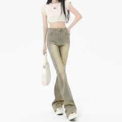 Fashionable street jeans for women in spring and autumn new style slim high waist slim and slim slightly flared horseshoe jeans trendy