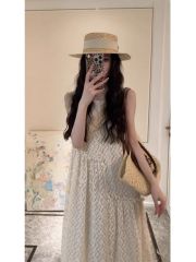 French high-end lace small dress for women in summer style loose and lazy style sleeveless vest long skirt