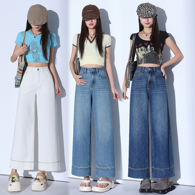 Soft and comfortable, no restraint!  Laiser straight-leg trousers and jeans fashion leather brand high waist slim and versatile