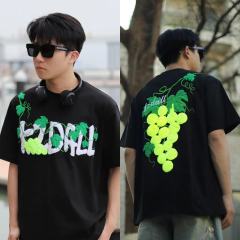 原創設計葡萄網球毛巾繡花短袖T恤男夏季美式高街半袖