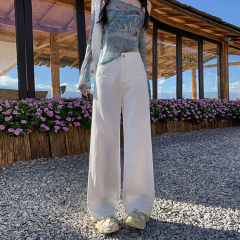 Comfort and personality ~ new pocket design!  Wide-legged jeans high street slim hottie mopping loose straight pants