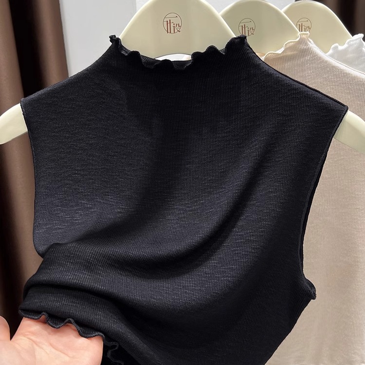 Thin vest slim collar too low artifact inner shirt fake collar women's sleeveless knitted base shirt