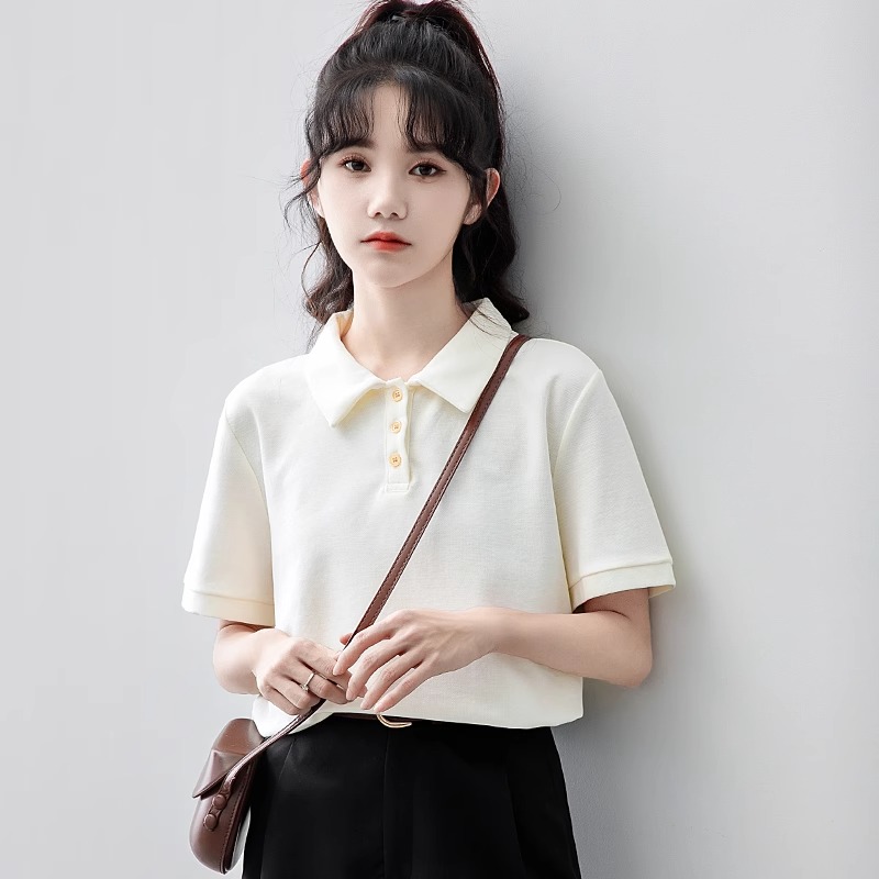 Official photo Zhudi summer polo collar short-sleeved T-shirt for women's design niche