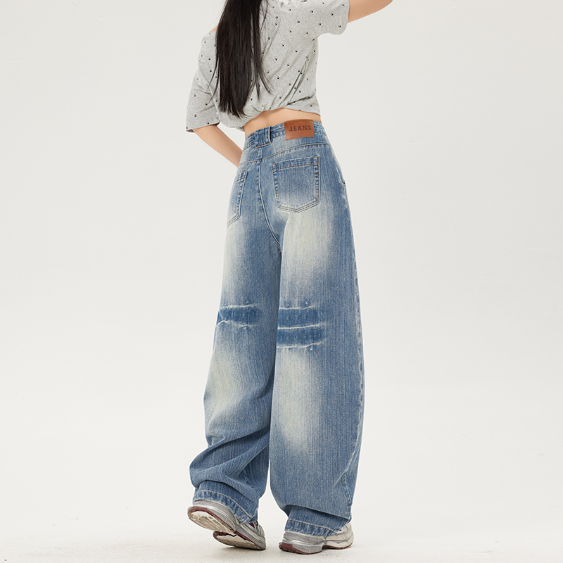 American blue sickle jeans 2025 spring new high-waist loose banana pants design floor-sliding wide-leg pants