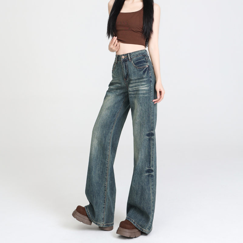 Every girl should have a pair of classic wide-leg bell-bottom pants in the closet~ jeans for women's loose slim floor pants