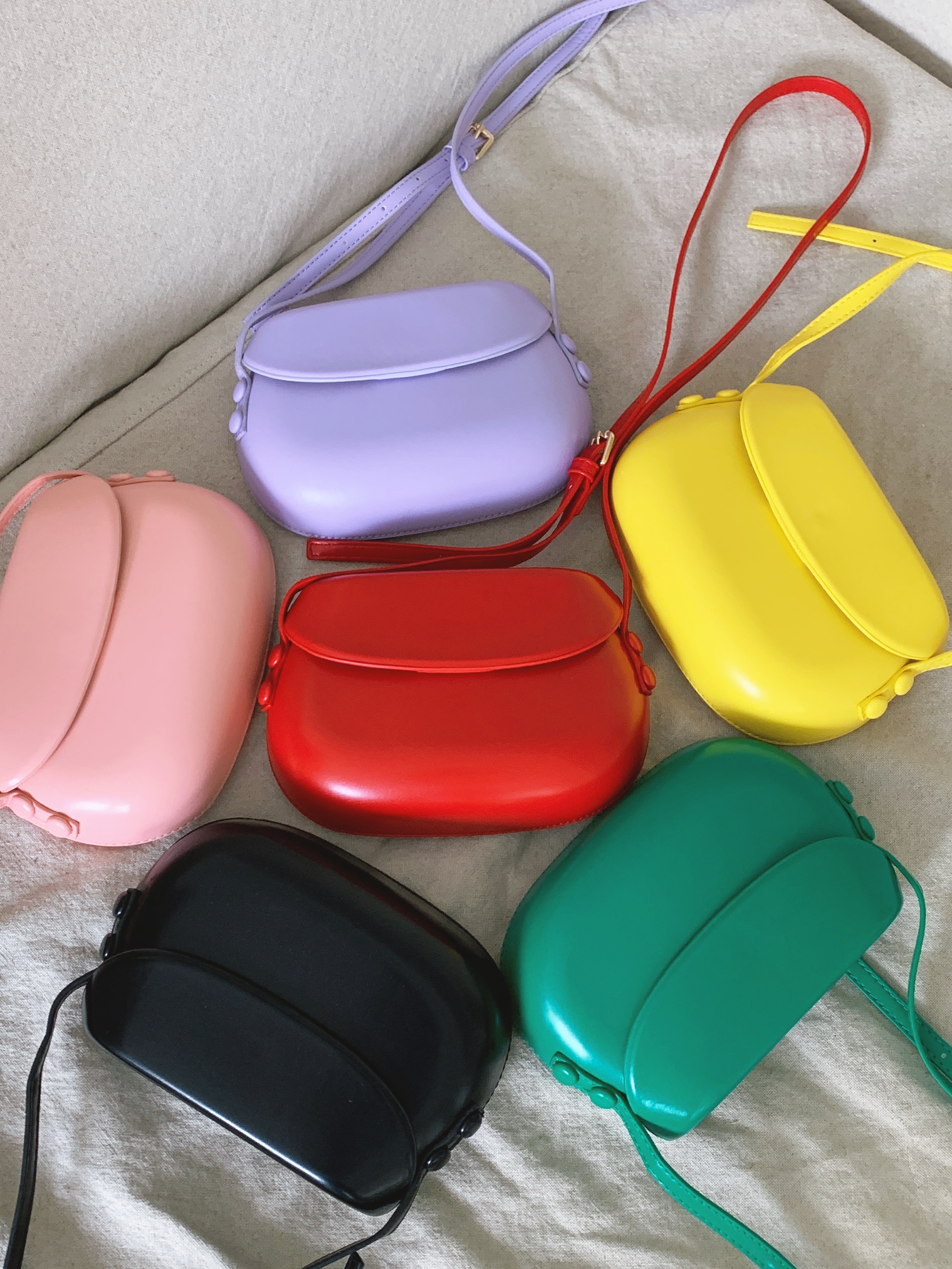 Real photos~ Dopamine candy color saddle bag crossbody small bag for women Korean versatile simple mobile phone bag