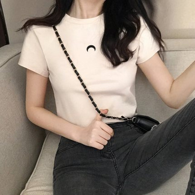 韓國外貿夏季韓版新款原宿風下衣失蹤印花寬鬆短袖T恤上衣女裝ins