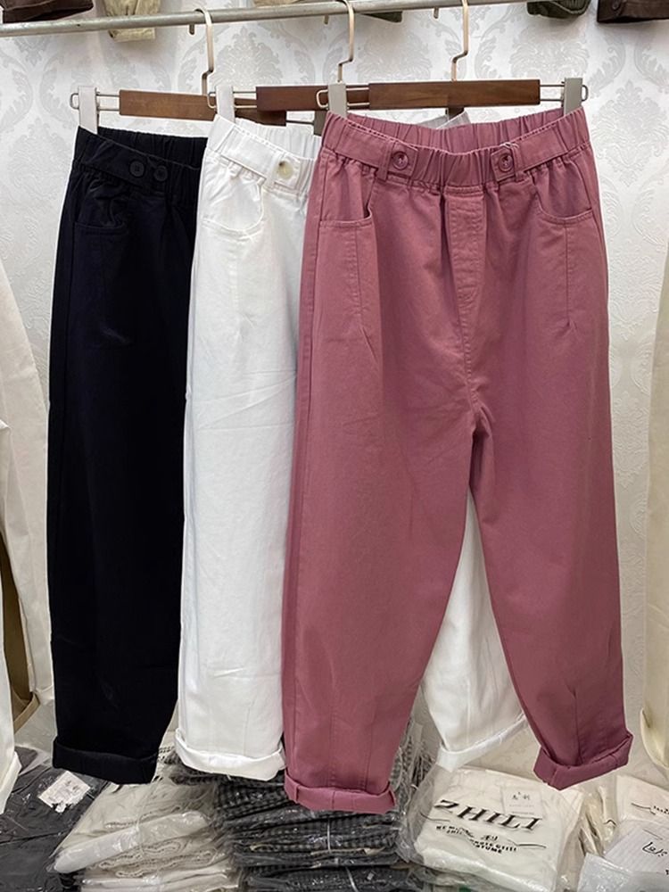 Pear-shaped body loose wash cotton harem pants for women's summer thin large size fat girl retro casual nine-point dad pants