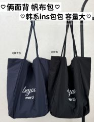 Real shot, large capacity, double-sided letter printed versatile shoulder bag, two-sided back striped bag