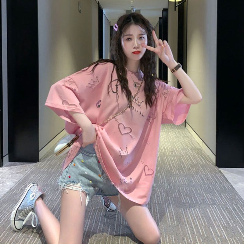 Tmall quality summer pure cotton mid-length T-shirt for women short sleeves