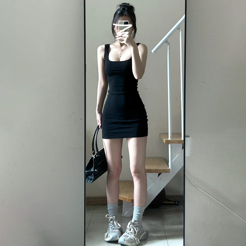 Official picture 92 cotton/8 spandex 40 210g pure cotton sleeveless vest suspender dress