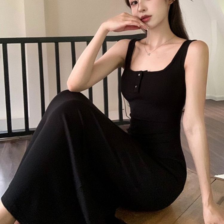 Pop Art Museum Fashion and Casual A-line Striped Skirt with Slim Slim Sling Sling Dress for Women