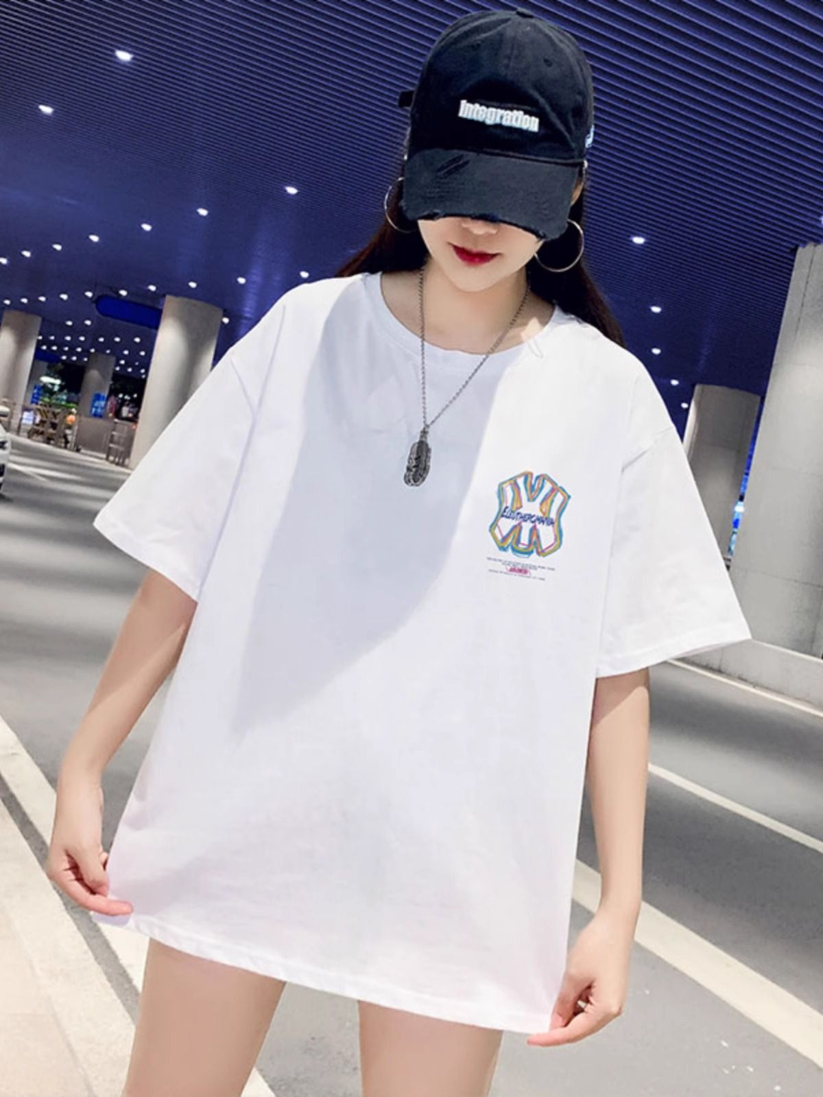 200g pure cotton 2025 new summer large size loose mid-length dress fat mm short-sleeved T-shirt skirt for women