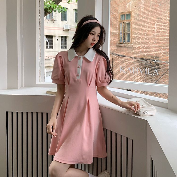 French square collar white first love skirt summer new retro super fairy puff sleeve temperament mid-length dress