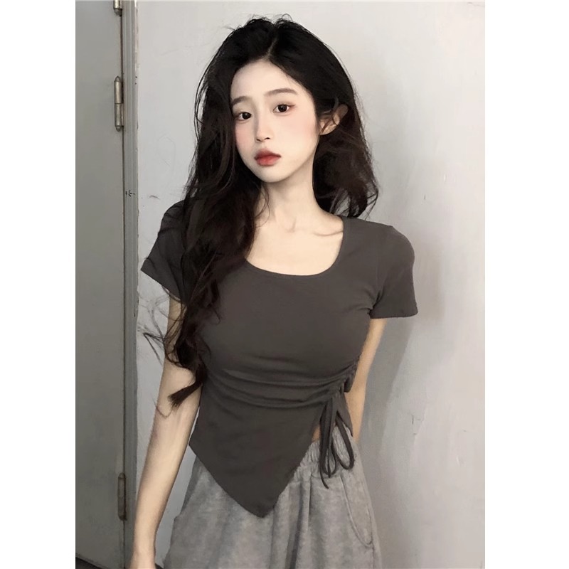 Official photo 92 cotton/8 spandex 40 210g pure cotton solid color simple short-sleeved T-shirt for women