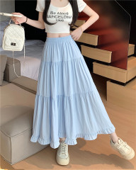 Real shot of cake skirt, women's high waist, slim and droopy midi skirt