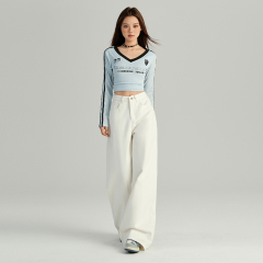 American white wide-leg straight-leg pants for women in summer 2025 new high-waist loose hips to cover their hips and make them look slimming wide-leg jeans
